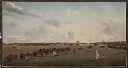 Portsmouth Harbour with prison hulks,  1814