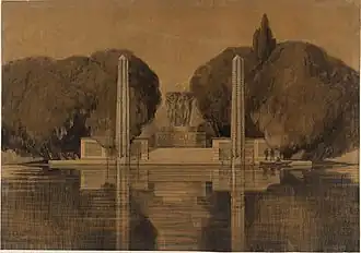 Preliminary drawing by Tony Garnier held at the Museum of Fine Arts of Lyon.