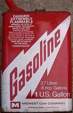 red, one-gallon gasoline can