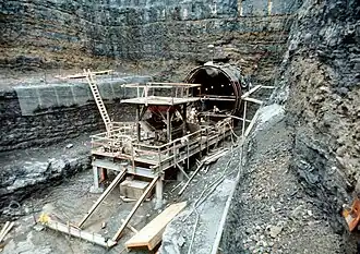 Construction on the stilling basin