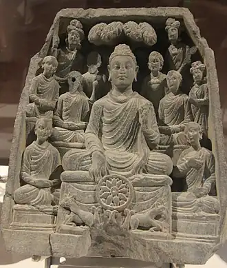 The Buddha's first sermon at Sarnath. Gandhara
