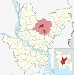 Location of Gazipur Sadar Upazila
