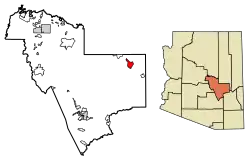 Location of Cedar Creek in Gila County, Arizona.