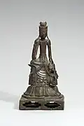 Pensive Bodhisattva Maitreya, Silla, 6th century. Gilt bronze, h. 28.5 cm. National Museum of Korea, Treasure no. 331.
