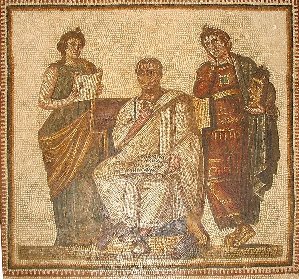 Image 31Roman mosaic of Virgil, the most important Latin poet of the Augustan period (from Culture of Italy)