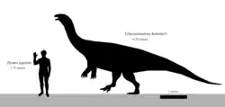 Silhouettes of a human and a dinosaur