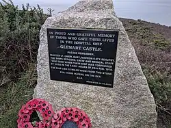Photograph of the memorial stone to HMHS Glenart Castle