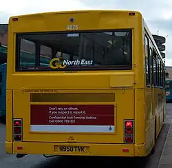 Go North East Alexander Strider bodied Volvo B10B rear in Newcastle upon Tyne in May 2009