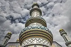 Close-up on one of the minarets