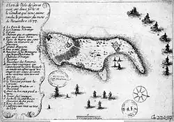 Image 38« Plan de l'isle de Gorée avec ses deux forts et le combat que nous avons rendu le premier du mois de novembre 1677 » (from History of Senegal)
