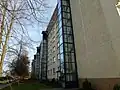 External elevators on renovated prefabricated building in WK 7