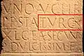 P(rae)P(ositus) STA(tionis) TVRICEN(sis): "head of Zurich customs post" (detail from a Roman tombstone, c. AD 185–200, discovered in 1747)