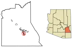 Location of Cactus Flats in Graham County, Arizona.