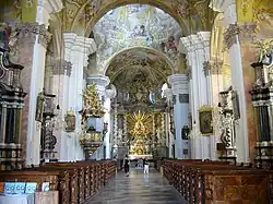 Interior and altar of Mariatrost Basilica