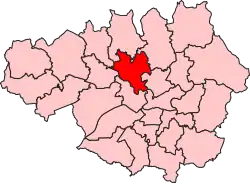 Boundary of Bury South in Greater Manchester