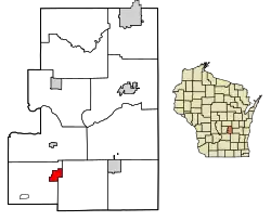 Location of Kingston in Green Lake County, Wisconsin.