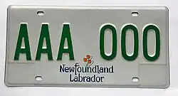 A prototype of a new electric vehicle licence plate for Newfoundland and Labrador.