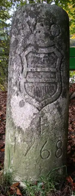 Border stone with the Austrian coat of arms representing Further Austria