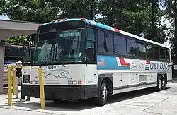 Image 73An integral bodywork MCI 102DL3, an intercity bus owned by Greyhound Lines, typical of those used in the 1990s and early 2000s. (from Intercity bus service)