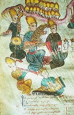 Kamancha in an Armenian miniature, XVI or XVII century.