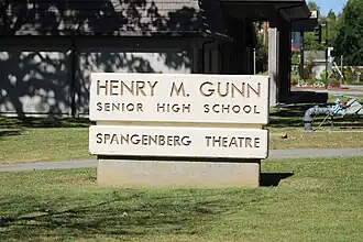 Image of the front sign of Gunn High School