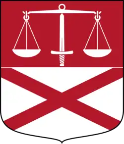 Scales balanced on a sword in the arms of Hörby