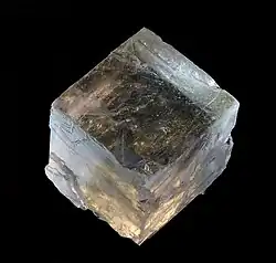 Large natural crystal of halite, showing cubic crystal form