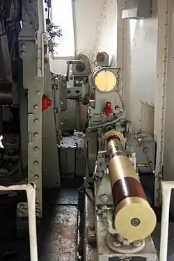 A round in a fuze setter on HMS Belfast