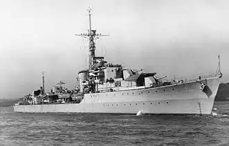 HMSAS Simon van der Stel (Photo when still named HMS Whelp underway on the Tyne, 1944)