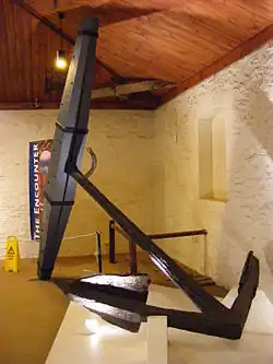 Best Bower Anchor dropped from HMS Investigator by Matthew Flinders in 1803. Recovered by the Underwater Explorers Club of SA in 1973. On display at the South Australian Maritime Museum.