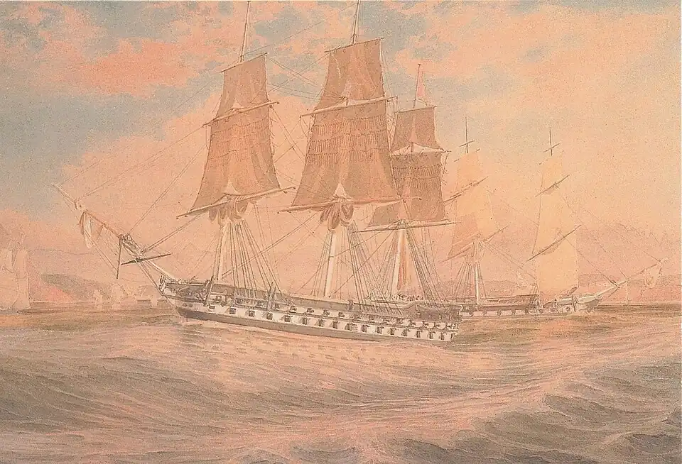 HMSs Ganges and Thetis off Rio de Janeiro