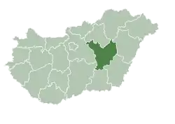 Jász–Nagykun–Szolnok County within Hungary