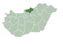 Location of Nograd County in Hungary