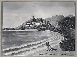 Hams Bay depicted by Frederik von Scholten in November 1833