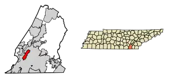 Location of Red Bank in Hamilton County, Tennessee