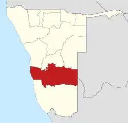 Location of the Hardap Region in Namibia