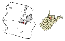 Location of Nutter Fort in Harrison County, West Virginia.