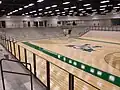 Renovated gym floor inside of Harrison HPER Complex