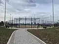 The former site of Fort Stevens in 2024, now occupied by a baseball field