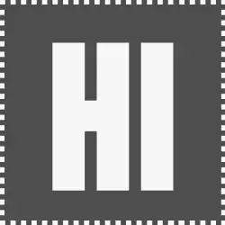 Logo of the podcast "Hello Internet". It consists of a grey square with bold, white, sans serif letters "HI" in the middle.