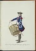 Drummers of the regiment in Swedish uniform m/1765.