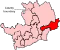 A small to medium-sized constituency. Long and thin in shape, it covers the eastern areas of the county.
