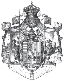 The coat of arms of the Duchy of Lorraine circa 1697