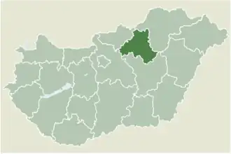 Location of Heves county in Hungary