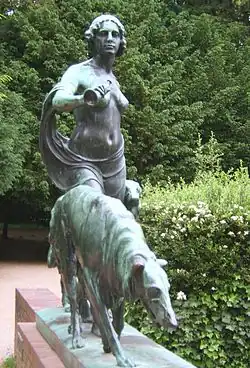 Diana with dogs (1911) by Oscar Troplowitz