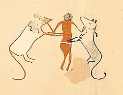 Nekhen Tomb 100 image: figure with lions