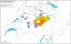 Switzerland in 1385, before the Battle of Sempach.