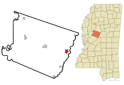 Location of Durant, Mississippi
