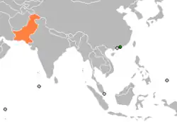Map indicating locations of Hong Kong and Pakistan