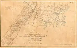 Confederate States Army map of Maryland and northern Virginia showing the route of the Alexandria, Loudoun and Hampshire Railroad, 1864